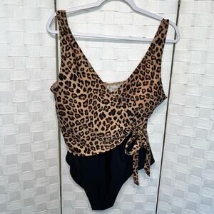 Summersalt Perfect Wrap One Piece Swimsuit Size 16 (XL) Leopard Print